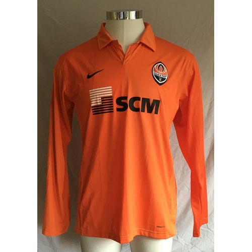 1259 - Shakhtar Donetsk 2008 - 2009 Match Worn Football Shirt: Home long sleeve number 17 with UEFA Cup bad... 