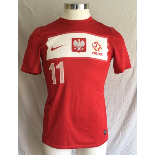 1262 - Poland 2012 - 2013 Match Worn Football Shirt: Away short sleeve number 11 with no badging to arms. W... 