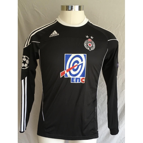 1264 - Partizan Belgrade 2010 - 2011 Match Worn Football Shirt: Home long sleeve number 19 with Champions L... 