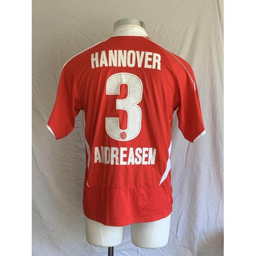 1268 - Hannover 2009 - 2010 Match Worn Football Shirt: Home short sleeve number 3 with Bundesliga badging t... 