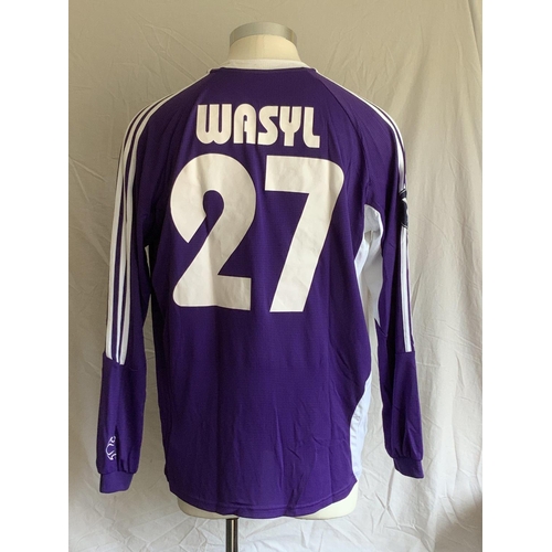 1276 - Anderlecht 2007 - 2008 Match Worn Football Shirt: Home long sleeve number 27 with UEFA Cup badging t... 