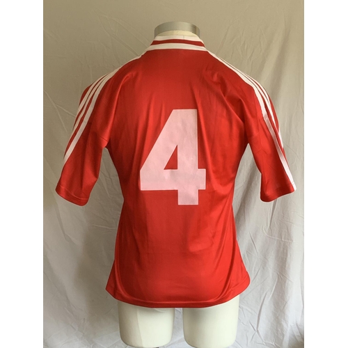 1283 - Turkey 1996 Match Worn Football Shirt: Home short sleeve number 4 with no badging to arms. Worn by u... 