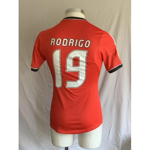 1285 - Benfica 2014 Match Worn Football Shirt: Home short sleeve number 19 with Europa League badging to ar... 