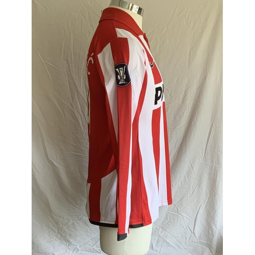 1287 - PSV 2007 - 2008 Match Worn Football Shirt: Home long sleeve number 9 with UEFA Cup badging to arms. ... 