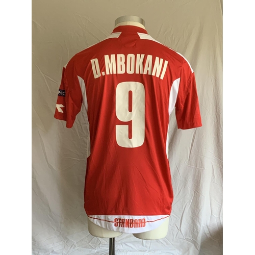 1295 - Standard Liege 2009 - 2010 Match Worn Football Shirt: Home short sleeve number 9 with Champions Leag... 