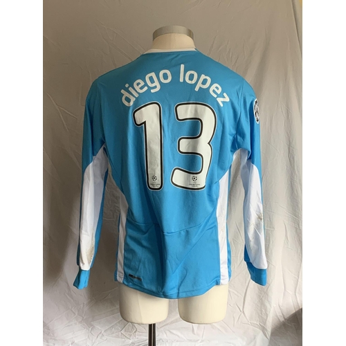 1302 - Villarreal 2008 - 2009 Match Worn Goalkeeper Football Shirt: Away long sleeve number 13 with Champio... 