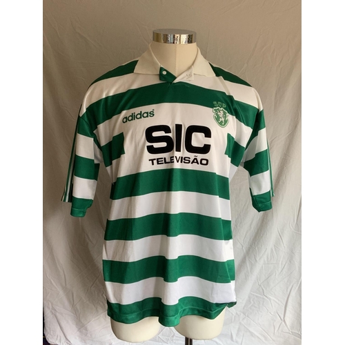 1305 - Sporting Club De Portugal 1995 - 1996 Match Worn Football Shirt: Home short sleeve number 15 with no... 