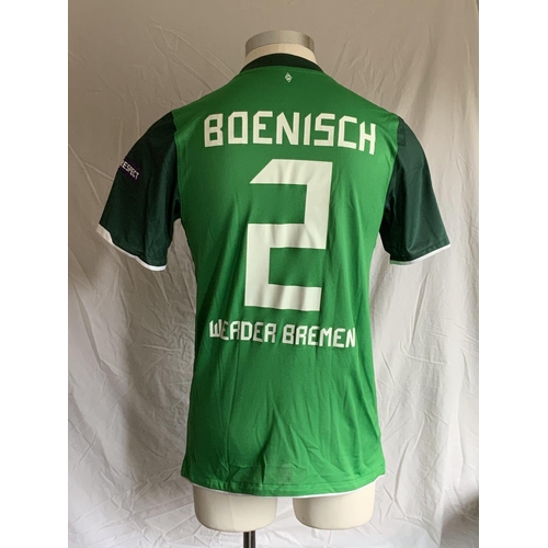 1308 - Werder Breman 2010 - 2011 Match Worn Football Shirt: Home short sleeve number 2 with Champions Leagu... 