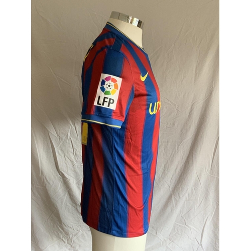 1313 - FC Barcelona 2009 - 2010 Match Worn Football Shirt: Home short sleeve number 41 with La Liga badging... 