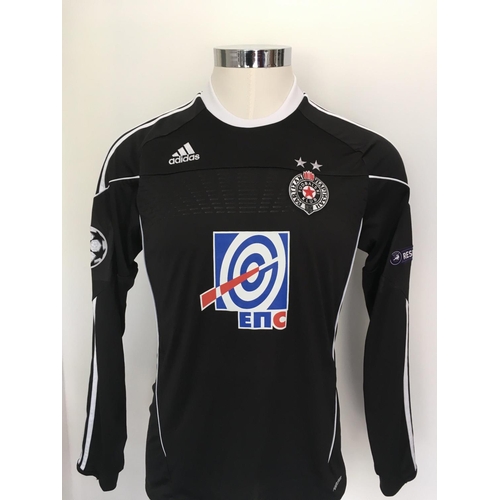 1322 - Partizan Belgrade 2010 - 2011 Match Issued Football Shirt: Black long sleeve with Champions League b... 