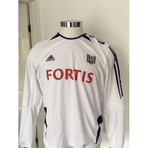 1332 - Anderlecht 2007 - 2008 Match Worn Football Shirt: Away long sleeve number 4 with Champions League ba... 