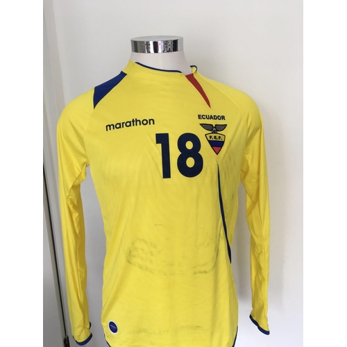 1338 - Ecuador 2010 Match Issued Football Shirt: Home long sleeve number 18. Issued v Poland on 12th Octobe... 