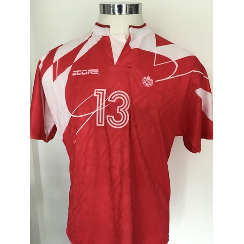 1345 - Canada 1993 Match Worn Football Shirt: Home short sleeve number 13 with no badging to arms.