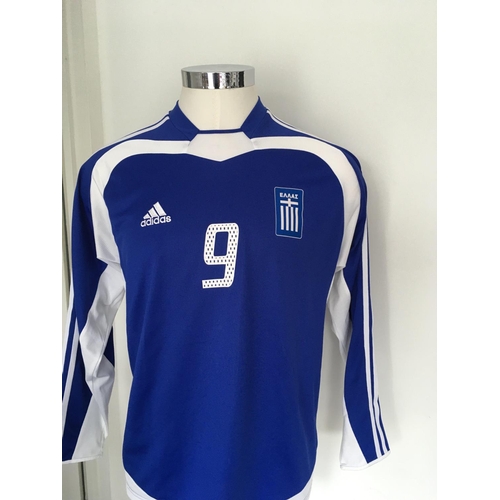 1348 - Greece 2004 Match Worn Football Shirt: Home long sleeve number 9 with no badging to arms. Worn by An... 