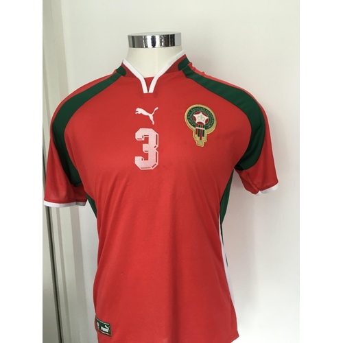 1358 - Morocco 2000 Match Worn Football Shirt: Away short sleeve number 3 with no badging to arms. Worn by ... 