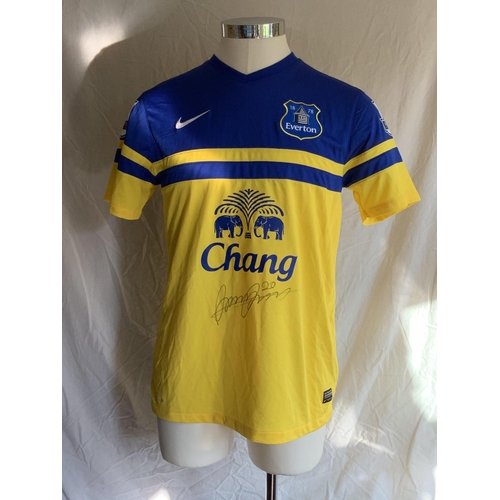 1366 - 2013 - 2014 Everton Match Worn Football Shirt: Yellow short Nike short sleeve shirt with Premier Lea... 