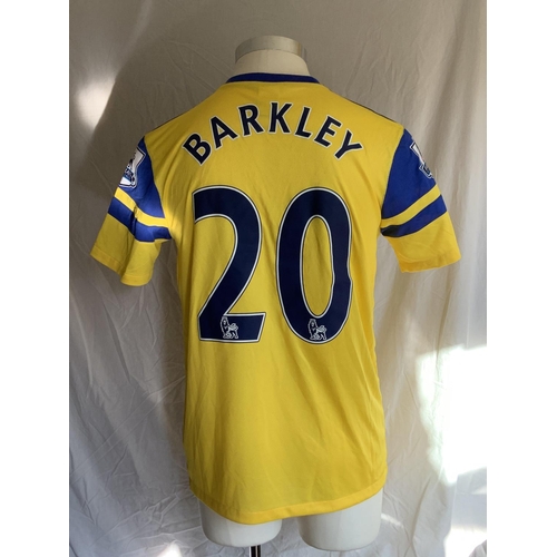 1366 - 2013 - 2014 Everton Match Worn Football Shirt: Yellow short Nike short sleeve shirt with Premier Lea... 