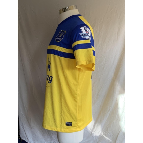 1366 - 2013 - 2014 Everton Match Worn Football Shirt: Yellow short Nike short sleeve shirt with Premier Lea... 