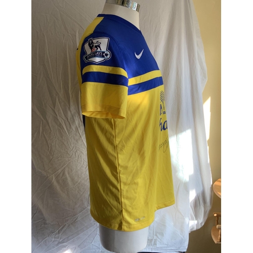 1366 - 2013 - 2014 Everton Match Worn Football Shirt: Yellow short Nike short sleeve shirt with Premier Lea... 