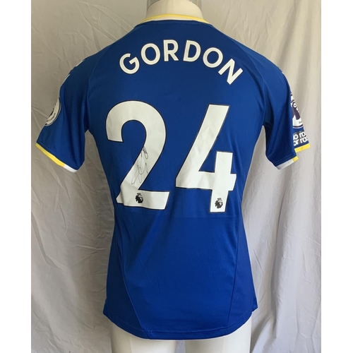 1372 - 2021 - 2022 Gordon Everton Match Worn Football Shirt: Blue short sleeve Hummel shirt with Premier Le... 