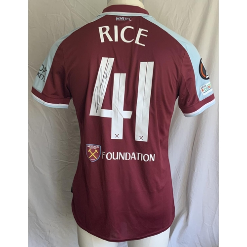 1373 - 2021 - 2022 Declan Rice Match Worn West Ham UEFA Cup Shirt: Home shirt worn in the famous UEFA Cup r... 