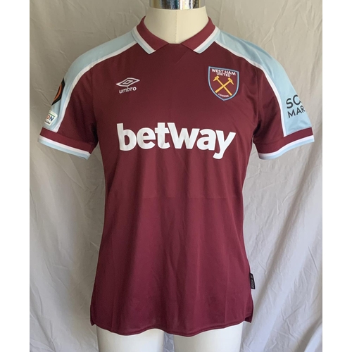 1373 - 2021 - 2022 Declan Rice Match Worn West Ham UEFA Cup Shirt: Home shirt worn in the famous UEFA Cup r... 