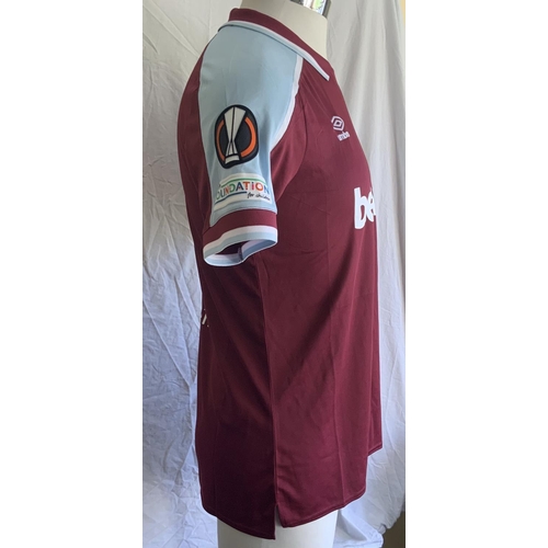 1373 - 2021 - 2022 Declan Rice Match Worn West Ham UEFA Cup Shirt: Home shirt worn in the famous UEFA Cup r... 