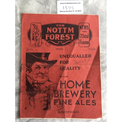 1375 - 1933 - 1934 Nottingham Forest v Manchester United Football Programme: Division two league match in f... 