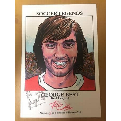 1612 - George Best Signed Football Print: Philip Neill Limited Edition A4 print. Soccer Legends. George Bes... 