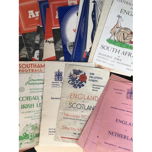 191 - U23 + Amateur International Football Programmes: Includes England v Young England, Inter League, B M... 