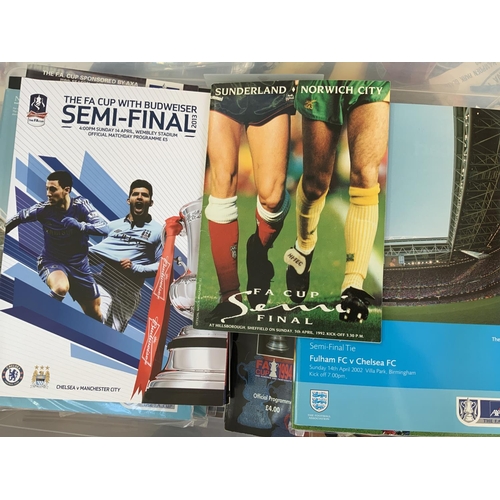 202 - FA Cup Semi Final Football Programmes: Many of the larger modern style with duplication. Quantity in... 