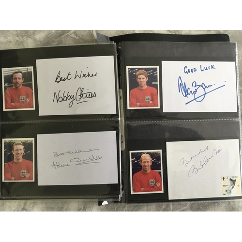 245 - England 1966 World Cup Team Signed Cards: All 11 of the winning team with the addition of Ramsey. Al... 