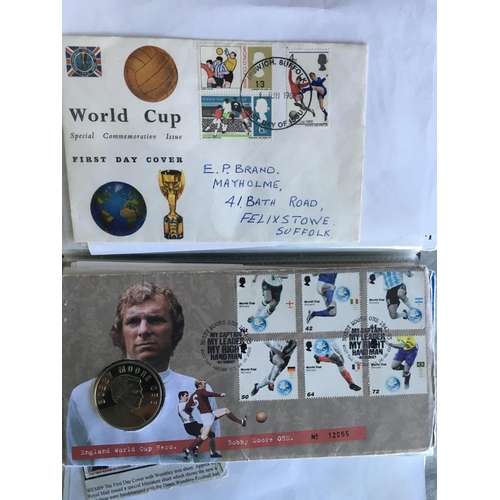 248 - 1966 World Cup Football Memorabilia: Small album containing 3 different beer mats, 15 winners stamps... 