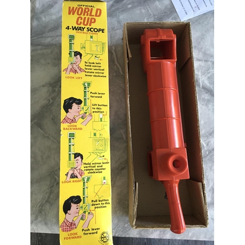 254 - 1966 Football World Cup Boxed Kids Telescope: Rare chance to obtain the red 4 way scope in original ... 