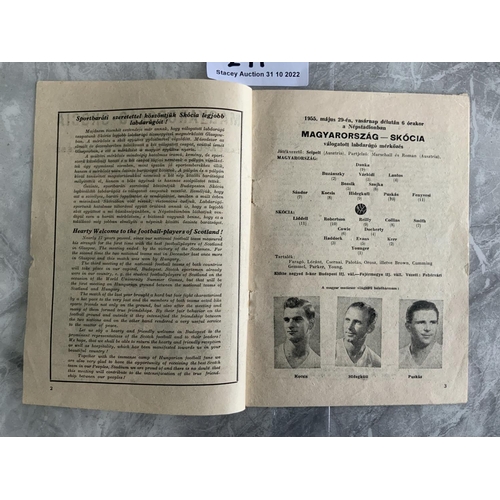 271 - 1955 Hungary v Scotland Football Programme: Good condition with no team changes and crossword not fi... 