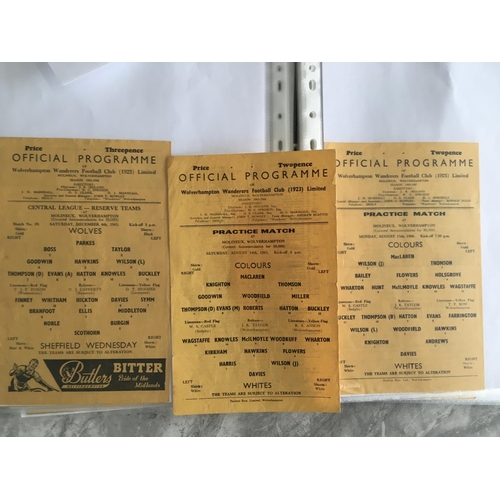 329 - 1960s Wolves Reserves + Youth Football Programmes: Includes Youth Cup Practice Match Reserves and St... 