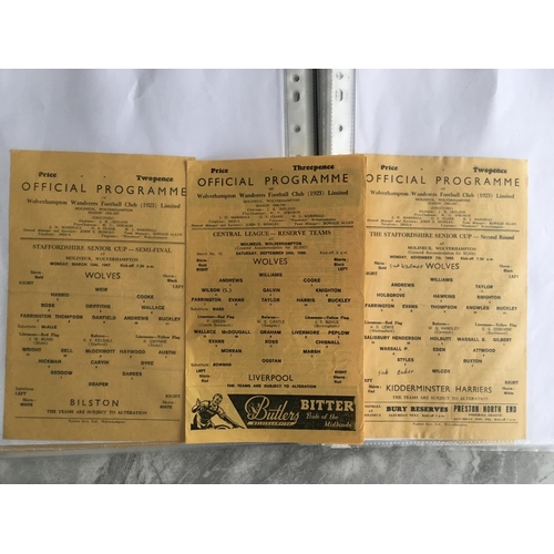 329 - 1960s Wolves Reserves + Youth Football Programmes: Includes Youth Cup Practice Match Reserves and St... 