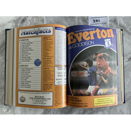 351 - Everton 84/85 (Champions) Bound Volume Of Football Programmes: Complete with covers from the season ... 