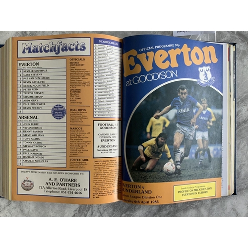 351 - Everton 84/85 (Champions) Bound Volume Of Football Programmes: Complete with covers from the season ... 