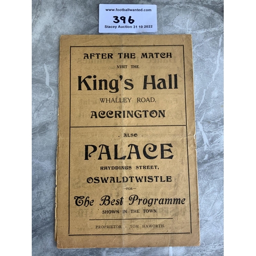 396 - 1921/1922 Accrington Stanley v Tranmere Football Programme: First season for Accrington. Eight pager... 