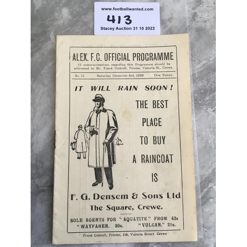 413 - 38/39 Crewe Alexandra v Chester Football Programme: Division 3 North in very good condition with no ... 