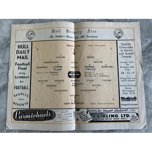 469 - 48/49 Hull City v New Brighton Football Programme: Good condition with team changes.