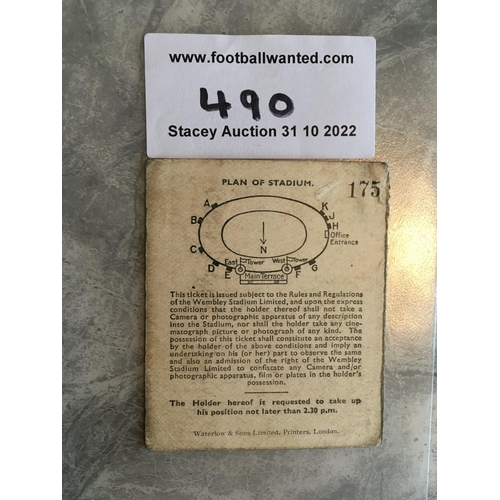 490 - 1938 FA Cup Final Football Ticket: Preston v Huddersfield in good condition.