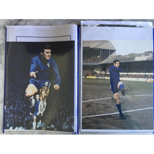 494 - Chelsea 1970s Signed Football Photos: Includes 2 of Ron Harris plus Tambling Dempsey Hudson all larg... 