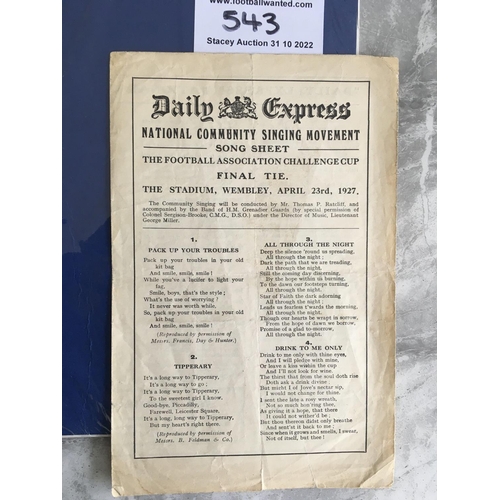 543 - 1927 FA Cup Final Song Sheet: Cardiff City v Arsenal Daily Express 4 page Community Singing. First e... 