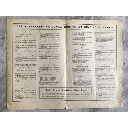 543 - 1927 FA Cup Final Song Sheet: Cardiff City v Arsenal Daily Express 4 page Community Singing. First e... 