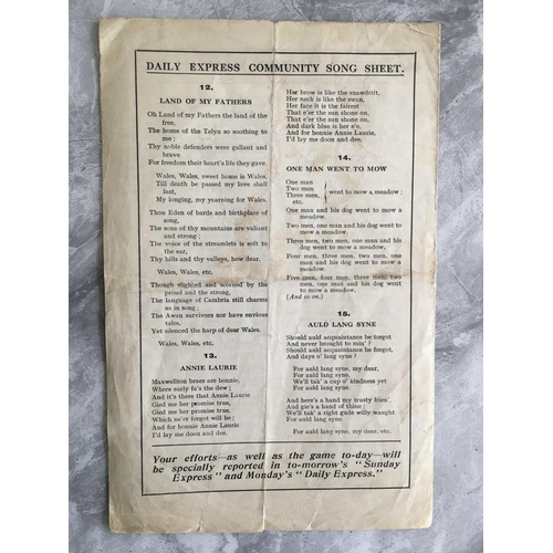 543 - 1927 FA Cup Final Song Sheet: Cardiff City v Arsenal Daily Express 4 page Community Singing. First e... 