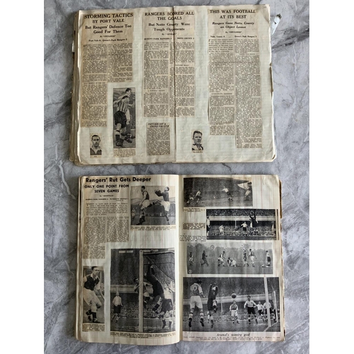 566 - QPR 1940s Football Scrapbooks: First scrapbook covers 1943 - 1947 with 68 pages  full of newspaper r... 