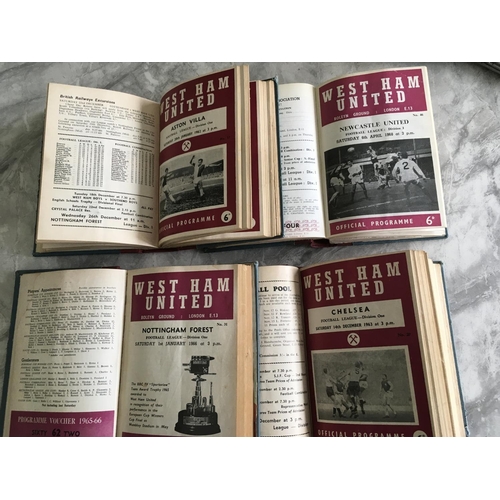 580 - West Ham 1960s Bound Volumes Of Football Programmes: Four volumes bound in official claret and blue ... 