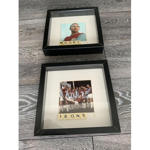 606 - West Ham 1964 Framed Football Displays: Bobby Moore in West Ham kit with the word Moore in scrabble ... 